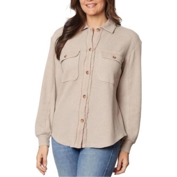 Briggs New York Tops - 4/$25 Briggs Waffle Knit Casual Button Down Shacket
